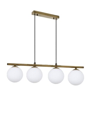 MNZ-Modern White Globe Glass أربعة صفات من الذهب مصباح معلق شمعة LMBDR0091-BLKBEYAZ - Lambadar