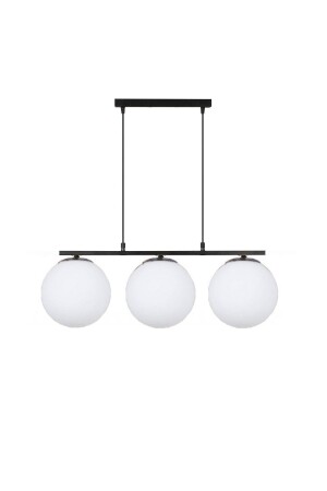 MNZ-Modern White Globe Glass Row ثلاثي أسود مصباح معلق شمعة LMBDR0091-BLKBEYAZ - Lambadar