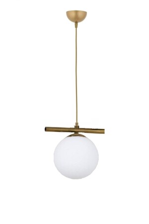 MNZ-Modern White Globe Glass Row واحد الذهب ضوء معلق شمعة LMBDR0091-GOLDBEYAZ - Lambadar