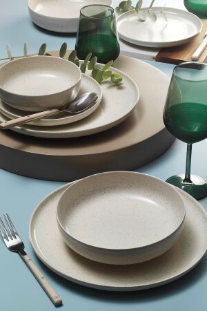 MNZ-Moderna 16 قطعة عشاء مجموعة ل 4 أشخاص كريم MOD16YS720161 - Kütahya Porselen