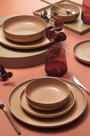 MNZ-Moderna 16 قطعة عشاء مجموعة ل 4 أشخاص Yavruağzı MOD16YS720163 - Kütahya Porselen