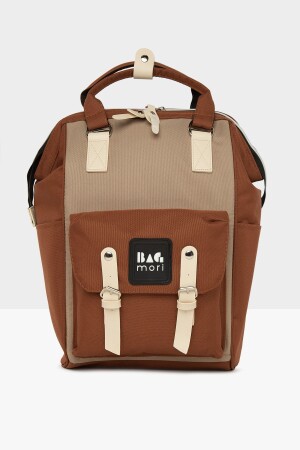 كيس الأم المجنون للمرأة من نوع MNZ-Momens Tan Pocketed Mother Baby Bag with Logo M000003884 - Bagmori