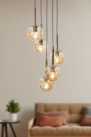 MNZ-Mona 5 Li جسم معدني من ذهب أسود مع زجاج ملون بالعسل تصميم فخمة مصباح معلق شمعة LZRNAVZ209 - Luzarana