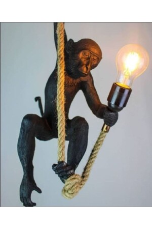 MNZ-Monkey Chandelier لون أسود مع حبل مرر التركيب الكهربائي Uda2023 - ufak dusler atölyesi