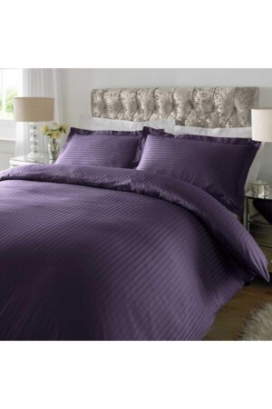 MNZ-Mons King Size Stripped Color القطن ساتن غطاء غطاء غطاء - METİNEV