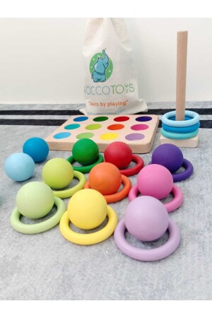 MNZ-Montessori تطابق الكرات & الحلقة مجموعة الخشب الصلبة لعبة G12205818000123 - Moccotoys