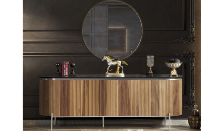 مُتَصَلَبَة من المُتَصَلَبَةِ MNZ-Mood Walnut Silver Console - Cadde Yıldız