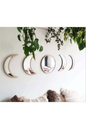 مجموعة مرآة الجدار من مرحلة MNZ-Moon 5 قطعة Maple MDF و Plexiglass - Wooden Factory