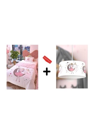 MNZ-Moon Girl Chandelier و Double Sideed Children's Duvet Cover Set 160x220 سم مجموعة بيضاء NEVAYKZBYZSET - Zethome