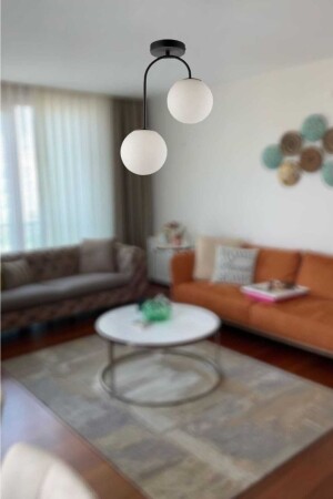 MNZ-Morgan 2-piece Black Modern Chandelier (مع زجاج أبيض) MRGN-SYH-02 - BSA LIGHTING