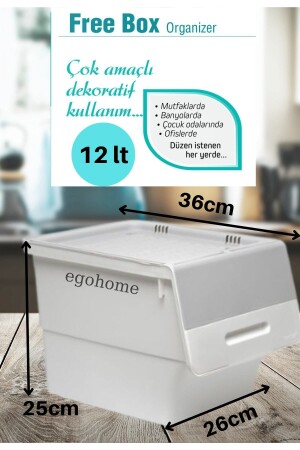 صندوق MNZ-Motek للتخزين على العجلات، صندوق الأغذية واللعب 12 ليت (البيضاء والس gris) - ego home