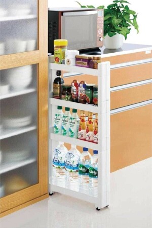 MNZ-Motek 4 مستوى رف متعدد الأغراض عجلات رف المطبخ رف الحمام رف محمول رف egohomebeyaz - ego home