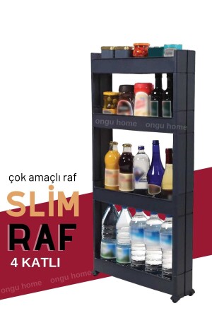 مرفق MNZ-Motek Slim رف 4 طبقات منظمة متعددة الأغراض العجلات المطبخ رف منظمة الحمام (BLACK) ongu1091 - ongu home