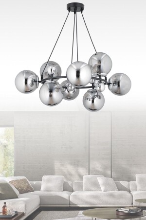 MNZ-Motta 8-piece Chrome الحديثة مدخنة الكرة الأرضية الزجاجية مصباح معلق موتيرا MOTTA 8-piece - ESSLİGHT