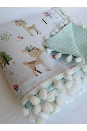 MNZ-Multi-Purpose Double Layer Muslin Blanket 100% قطن غطاء من الأقمشة (110*110) PiuminiMint نمط غازيل خضراء 100% قطن - Piumini