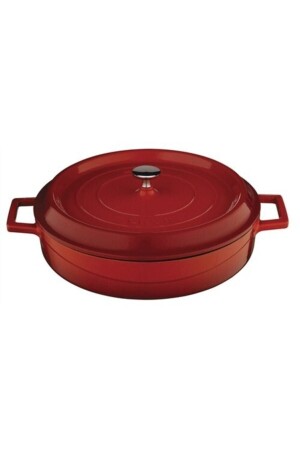 MNZ-Multi-Purpose Flat Pot Red Lvyst28k2 28 سم LVYST28K2 FLAT POT RED - Lava
