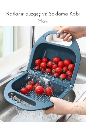 MNZ-Multi-purpose Foldable Strainer and Storage Container - Blue Aak20232 - All About Kitchen