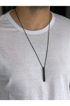 MNZ-Murat Boz قلادة الرجال المستطيلة قلادة سوداء 70 سم - The Collection