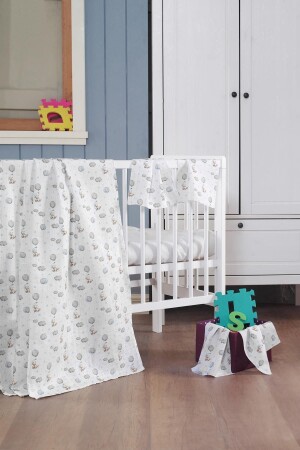 غطاء الطفل من نوع MNZ-Muslin + حفاضة الفم (قطعة 4) 120*120, زرقاء، پاميرا 152 50 0567_MAVI_PAMIRA - Evim