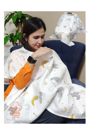 MNZ-Muslin Poncho الرضاعة الطبيعية والحملة الغطاء 100% الأرانب القطن العضوي النموذج ksb669858 - BeybiNest