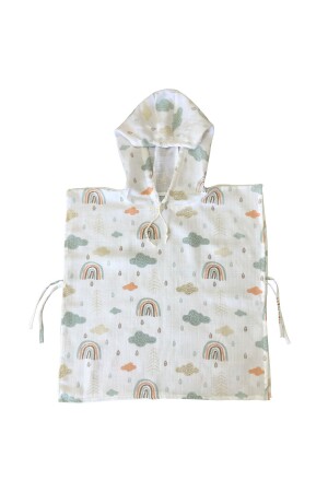 MNZ-Muslin Poncho عمر 1-3 مع صورة قوس قزح P000015454 - Mutlu Gün Marketi