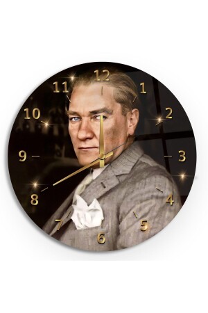 MNZ-Mustafa Kemal Atatürk ساعة زجاجية - 40 سم CS1107 - EMYA HOME