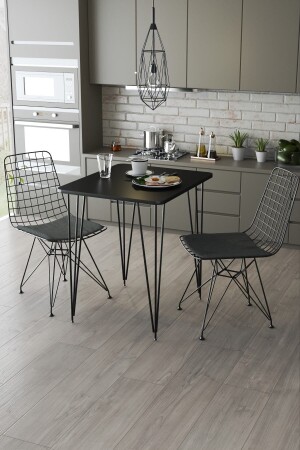 طاولة بالكون من المنتج (MNZ-Mutak) طاولة بالكون من المرمور الأسود نمط 2 قطع مقاعد الأسلاك - Cosargroup