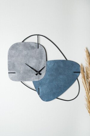 MNZ-Muyika البرازيل المعدن المصنوع يدويا 58x55cm ديكوراتية ساعة الجدار الملونة (BLUE-GRAY) Mds-r MYK2097 - Muyika Design