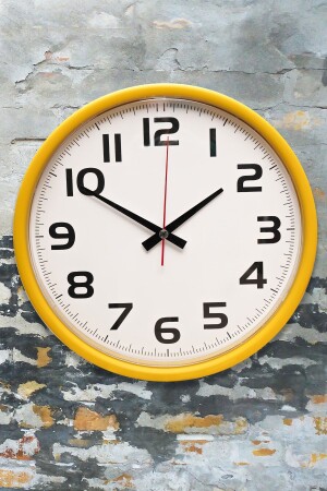 MNZ-Muyika Madre صفراء في إطار أبيض خلفية 30 سم ساعة الجدار مع أرقام Pds-30 MYK1190 - Muyika Design