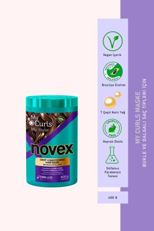 MNZ-My Curls - مضخم للقيل - قناع الشعر مع 7 أنواع من الزيوت الغذائية والكرانبري 400 غرام - Novex