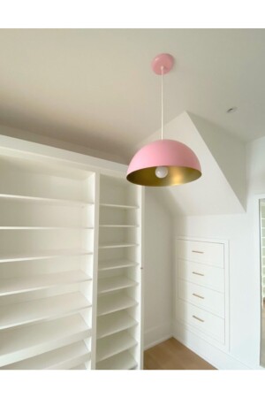 MNZ-Mylights غرفة الأطفال الرياضية الحديثة غرفة النوم المراهقين غرفة النوم مصباح معلق معدني وردي 30 سم MYL002452 - demet habek mylights