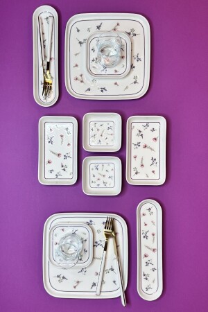 MNZ-N4545 لافندرا 26 قطعة الفطور البورتسلينة مجموعة ل 6 أشخاص - Neva