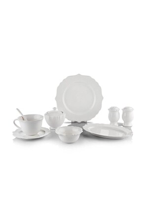 MNZ-Naiv 34 قطعة الفطور البورسلين الأبيض - Schafer