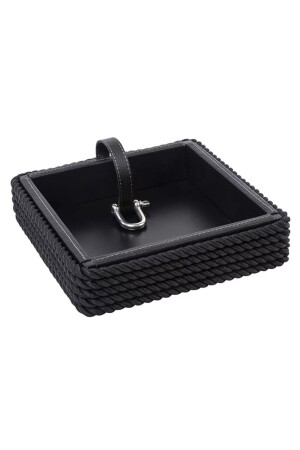 MNZ-Napkin Holder الجلد مغطى الخشب الأسود - Tizetto
