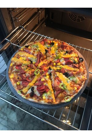 MNZ-Natural Basalt Baking Stone - قطر مستدير 30 سم - حجر البيتزا، حجر الخبز، حجر الخبز FRN-BZT1 - MERMER MUTFAK