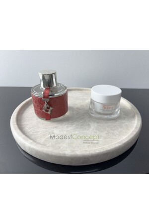 MNZ-Natural Beige Marble Round Tray Spider Beige، المربر البيج المزروع، المربر المخطط BJ28SPI - Modestmar