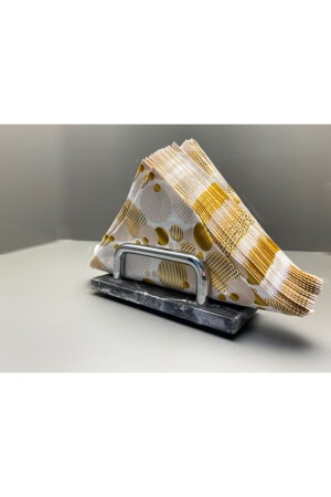 MNZ-Natural Black Marble Silver Napkin Holder SBGP - Modestmar