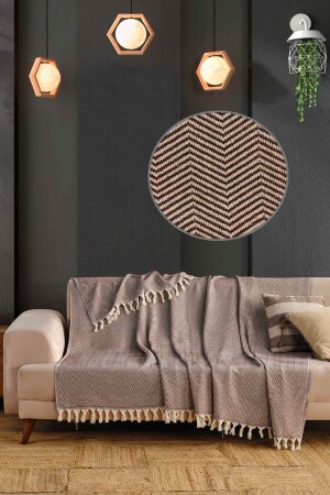 MNZ-Natural Dark Brown Sofa Cover Sofa Throw 180x210 القطن - Ladynil