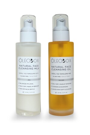 MNZ-Natural Facial Cleansing Oil and Milk Set يطهر الجلد من واقي الشمس والمزك و القذارة اليومية - 100 مل KAR-2CLEANSE - Oleobox