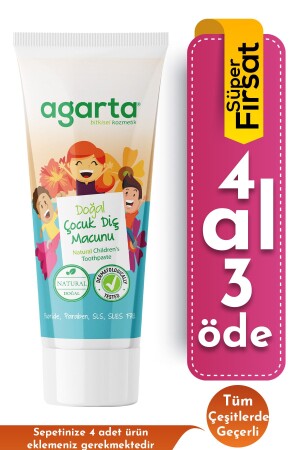 MNZ-Natural Fluoride-free اطفال معجون أسنان الفراولة 75 مل - Agarta