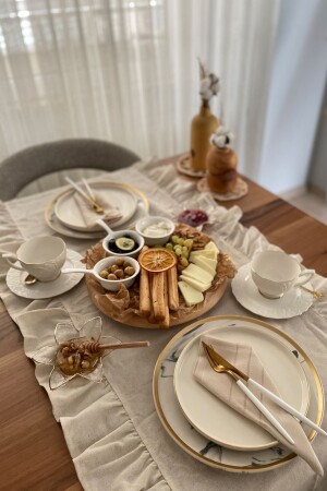 MNZ-Natural Frilly Runner Vintage 40x110 سم - Cotton Maison