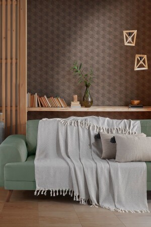 MNZ-Natural Gray Sofa Cover Sofa Shawl 180x210 القطن - Ladynil