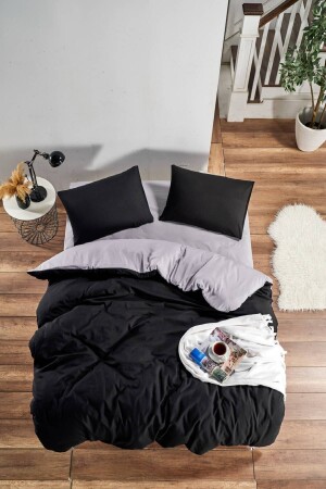 MNZ-Natural صحي القطن الأسود والسدي ملونة غطاء مزدوج غطاء مجموعة مع ورق مرنة hsn00048 - LaLiva