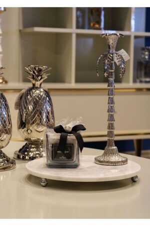 MNZ-Natural Marble Tray عرض الموقف الجول 28 سم الموقف الديكوري GMB16 - Gemboss