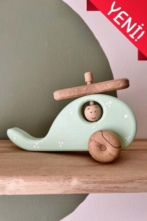 MNZ-Natural Organic Wooden Montessori Toy Helicopter طلاء الأطفال الحجرة الهدية تصويري صور - Doru