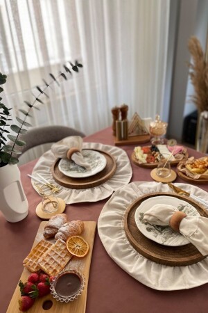 MNZ-Natural Placemat Round Set من 4 عاصفة 40 سم - Cotton Maison