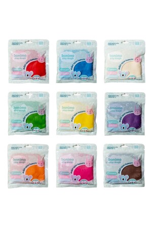 MNZ-Natural Play Dough 9 مجموعة حزمة الكارتونات (إيكو-حزمة إعادة التعب) 9*150gr - Bonnie Play Dough