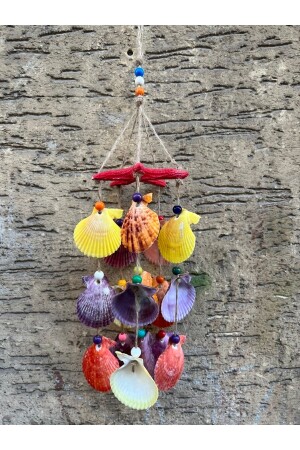MNZ-Natural Seashell Starfish Wind Chime Garden بالكون الجدار الديكور الزينة - Kardeşler Boncuk Hediyelik Eşya