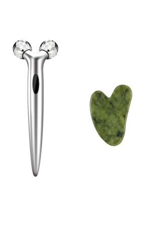 MNZ-Natural Stone Jade Heart Gua Sha و 3d جمال بلاتينوم رولر الوسيلة للتدليك Ilterusset10 - İLTERUS