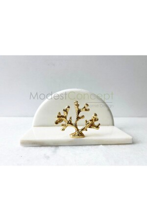 MNZ-Natural White Marble Napkin Holder ذهبية مرجانية أوبليج نصف دائرة CPTSDRM - Modestmar
